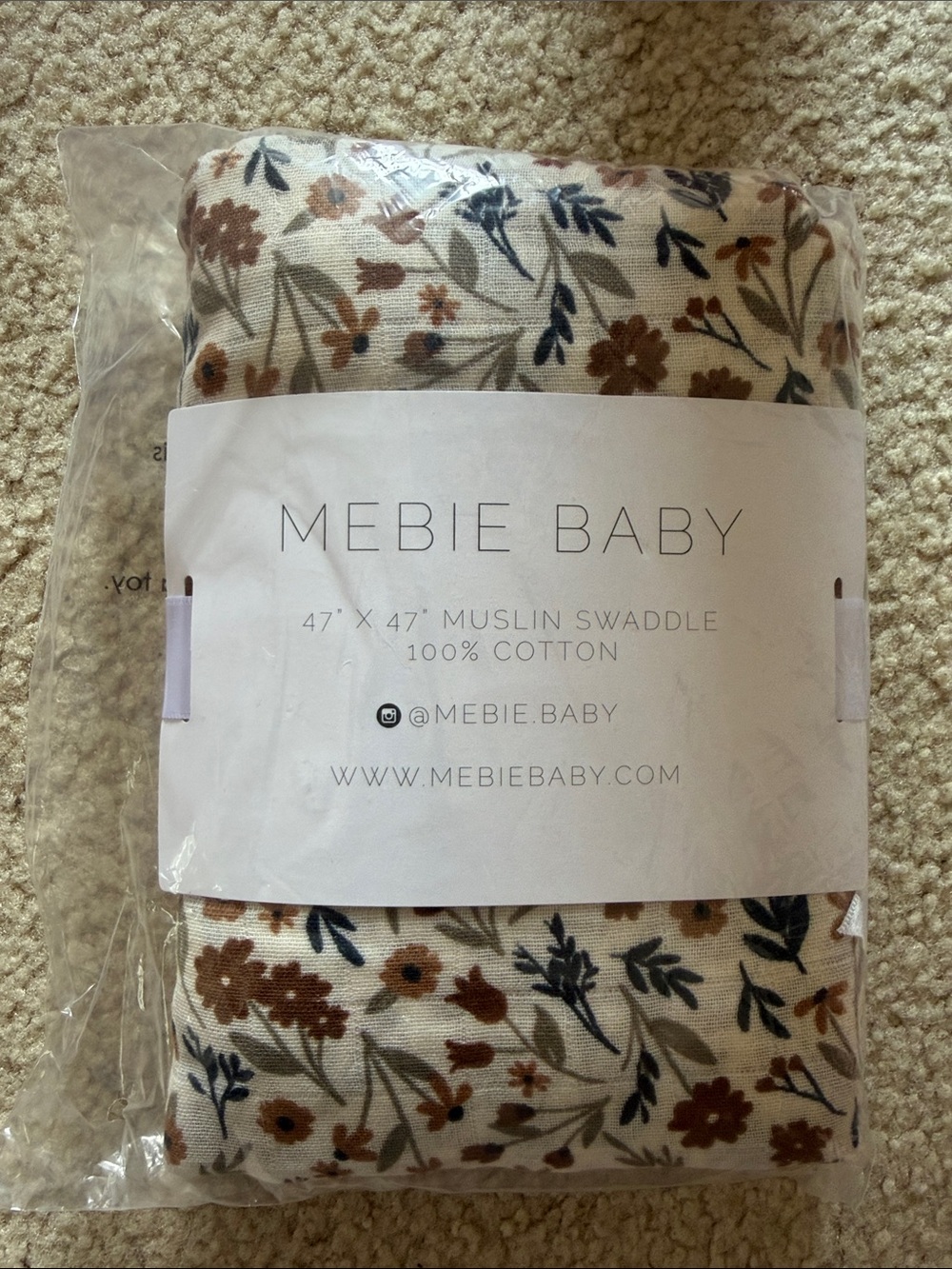 Menus Baby Cream Floral Muslin Swaddle